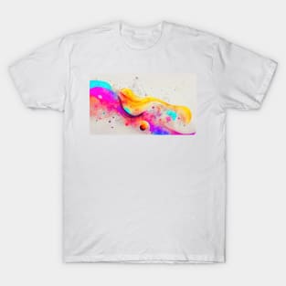 Modern Contemporary Abstract Watercolor Colorful Multicolored Cosmic Splash Galaxy T-Shirt